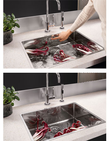Polished stainless steel kitchen sinks